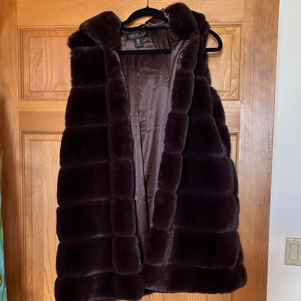 Rachel Zoe Chocolate Brown Faux Fur Vest